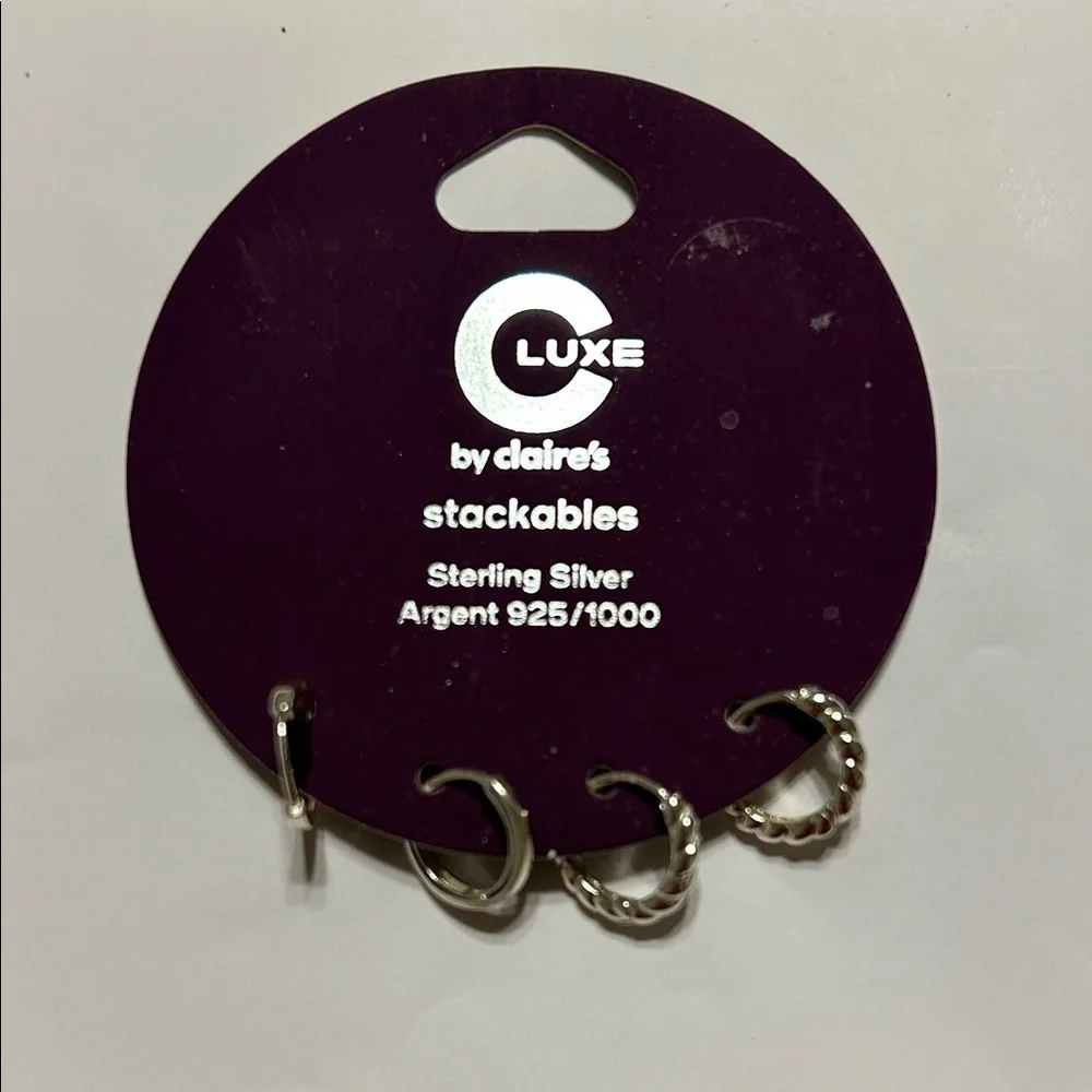 C Luxe by Claire's stackables Sterling Silver Hoop Set NEW